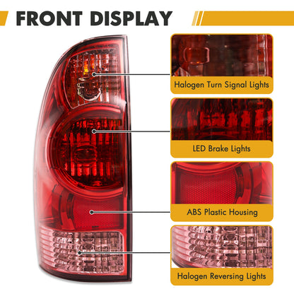 Halogen Tail lights For 2005-2015 Toyota Tacoma Rear Brake Lamps Left+Right Side