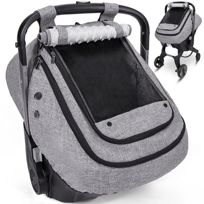 Baby Car Seat Cover, Novashion Infant Carseat Canopy, Warm Plush Minky Dots Shield Covers, with Breathable Mesh Window, Enlarge Space, Grey