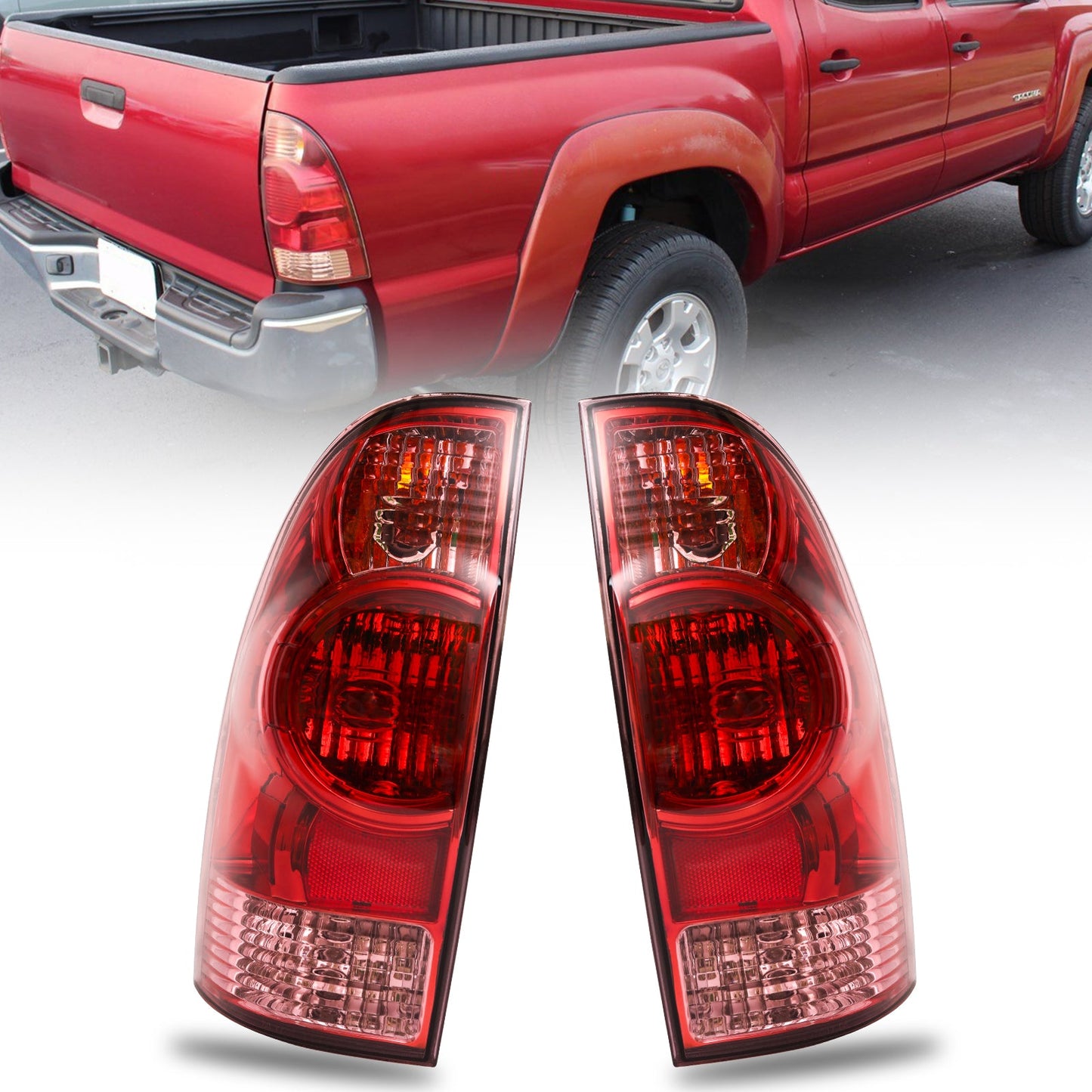 Halogen Tail lights For 2005-2015 Toyota Tacoma Rear Brake Lamps Left+Right Side