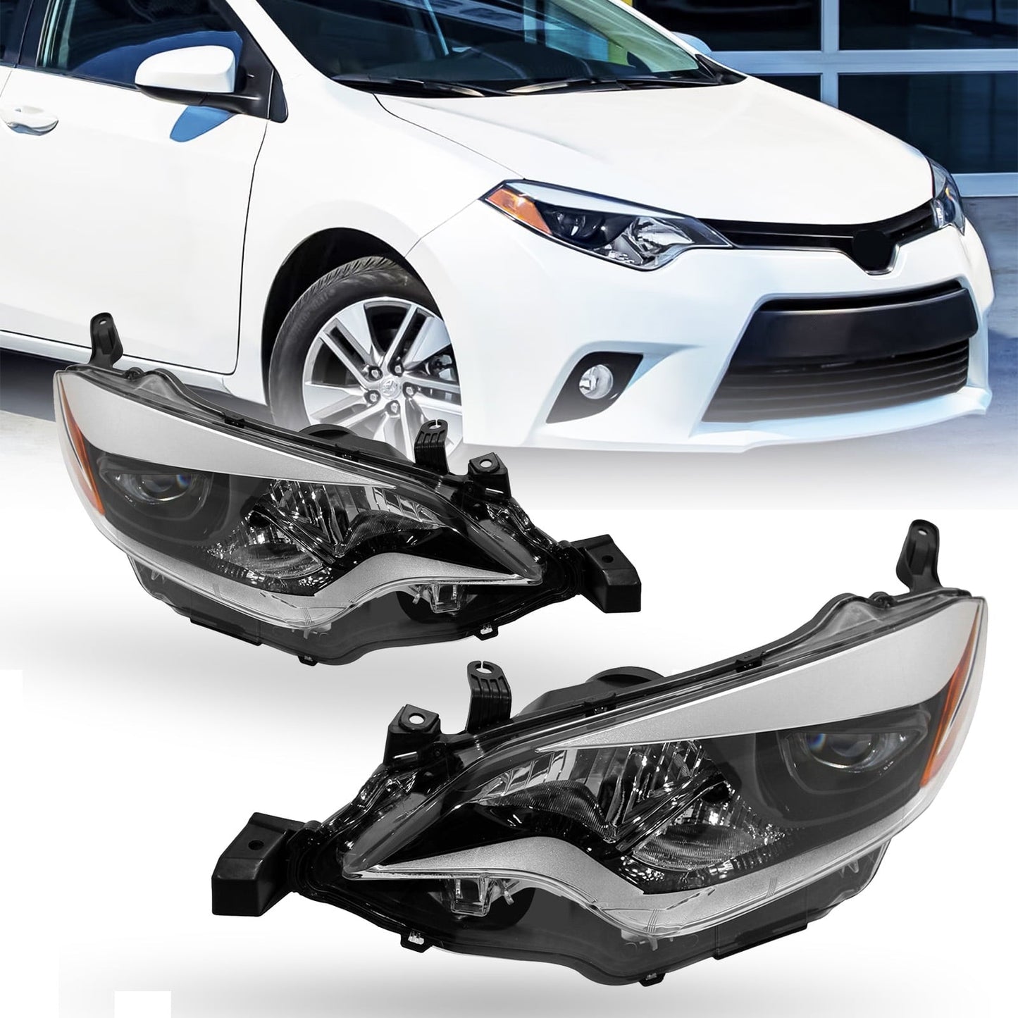 Headlights For 2014 2015 2016 Toyota Corolla Headlamps Left+Right SET Head Light
