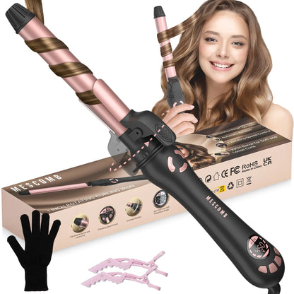 RACCOMB 1" Automatic Rotating Curling Iron, 230 to 450, 1H Auto Off, Dual Voltage, for Waves, Beach Curls