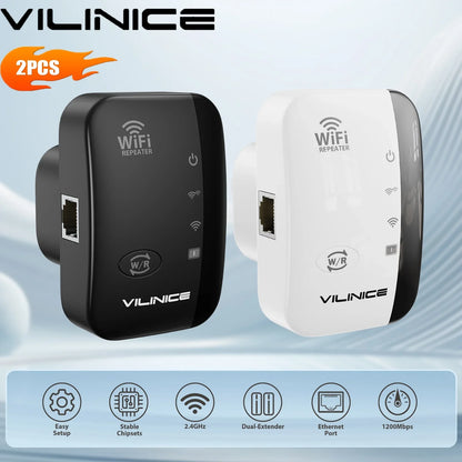 VILINICE AC1200 Dual Band Wi Fi Extender, Coverage up to 3000 sq ft, 2 Count, 2 Pack