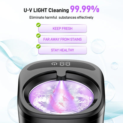 RACCOMB Ultrasonic Retainer Cleaner, 42kHz 230mL Sonic Cleaning Machine for Dentures, Aligner, Mouth Guard, Jewelry