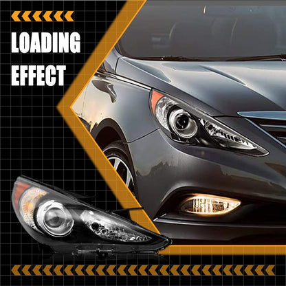 Pair Headlights Assembly For 2011-2014 Hyundai Sonata Black Projector Headlamps