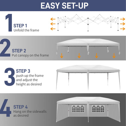 10' x 20' Ez Pop Up Party Tent Patio Wedding Canopy Gazebo Pavilion Car Tent W/4 Side Walls