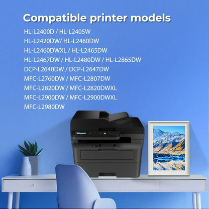 830XL 830 High Yield with Chip Toner Cartridge Compatible for Brother TN830XL Brother HL-L2400D L2405W L2460DW L2460DWXL L2865DW DCP-L2640DW MFC-L2807DW L2820DW L2820DWXL (Black, 2-Pack)