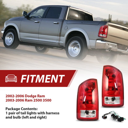 Tail Lights For 2002-2006 Dodge Ram 1500 2003-06 Dodge Ram 2500 3500 Pickup Pair