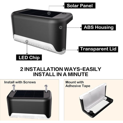 16 Pack Solar Deck Lights Outdoor, Solar Step Lights Waterproof LED Solar Lights for Outdoor Stairs Step Fence Yard Patio Pathway Christmas Decoration Lights(Black-Warm White)